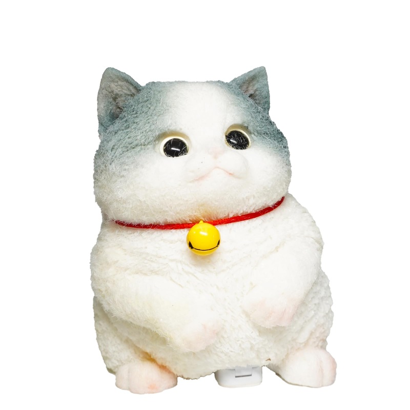 Taba Giant Cat Squishy For Kids Adults, Big Furry Cat Squishy Toys For Stress Relief, Super Soft Squeeze Fidget Toy (Blue And Wh