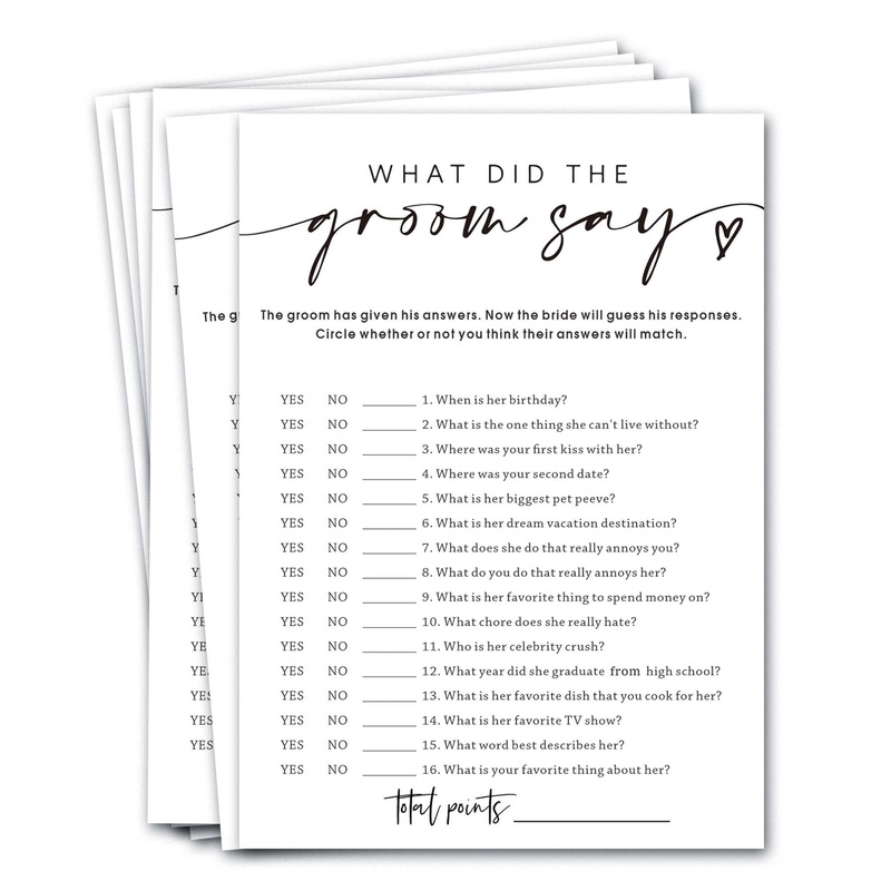 Wedding Shower Games Cards, What Did The Groom Say, Bridal Shower Games 25 Guests, Engagement Party Wedding Games For Guests, Mi