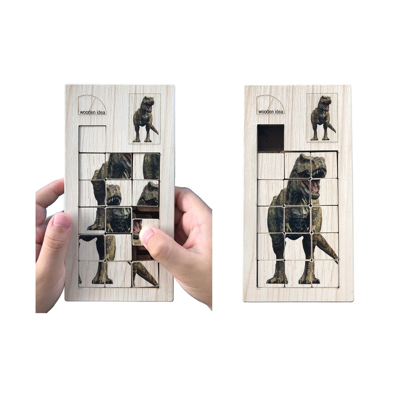 Wooden Slide Puzzles Block (Dinosaur)