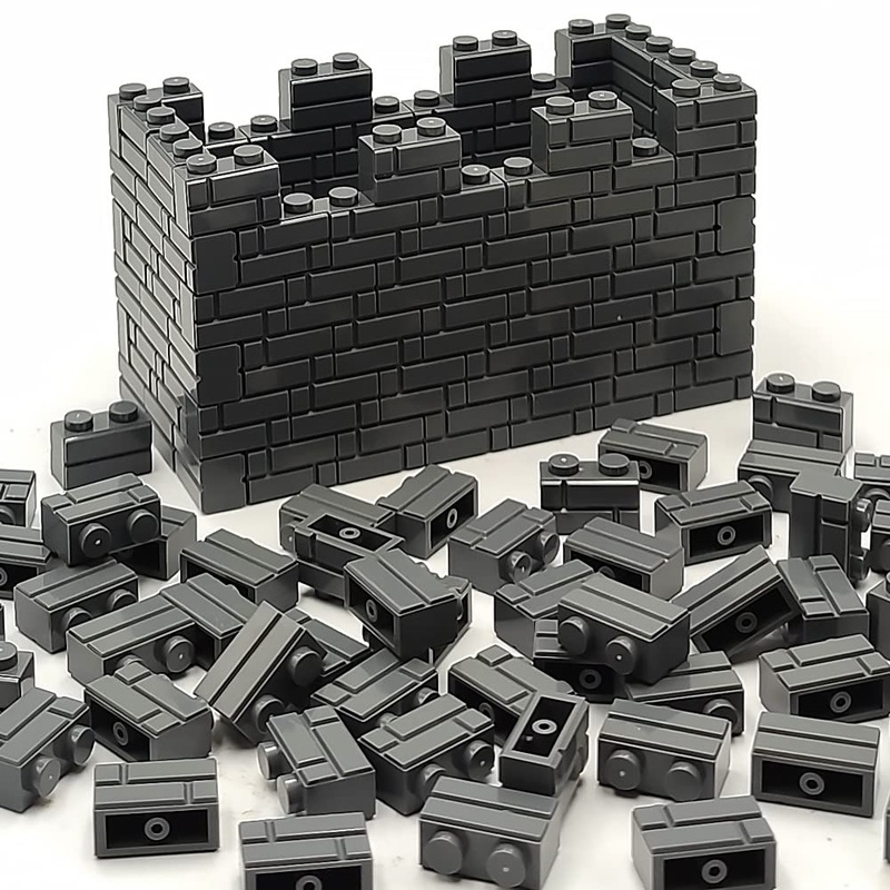 Zhx Masonry Profile Bricks Bulk Dark Gray Color Diy Building Block Toy For Wall Parts And Pieces Compatible For Major Brand 1+2