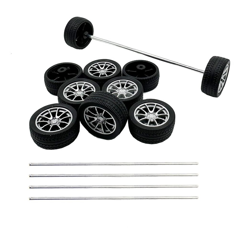 10Pcs Toy Car Wheels Rubber Tire Wheels With Metal Shaft For Rc Car Truck Diy Model Toy Wheel Replacement Accessories (3X35Mm)