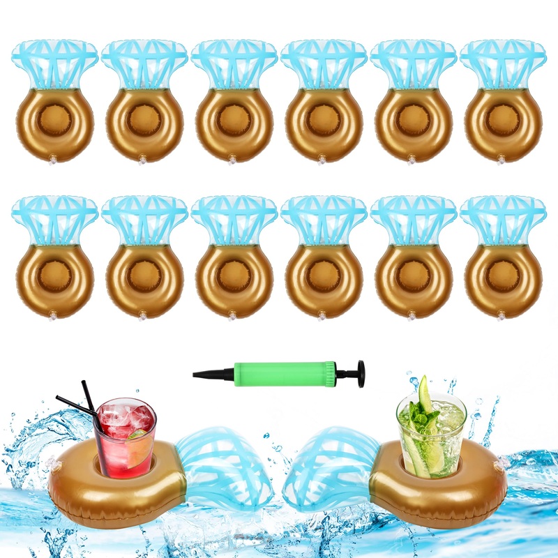 12Pack Ring Inflatable Drink Holder, Drink Floaties Floats Cup For Swimming Pool Drink Holder For Pool Bachelorette Party Float