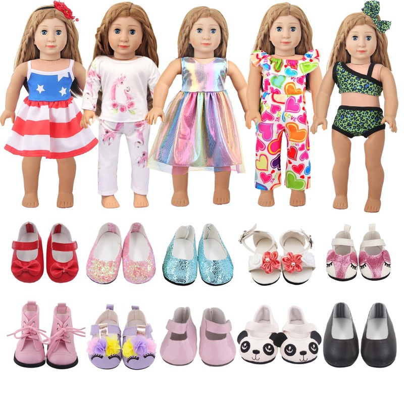 Augfrog 5 Sets Of Doll Clothing And 2 Pairs Doll Shoes (Send By Random) For 18 Inch Doll, Hand – Made Doll Accessories Collectib