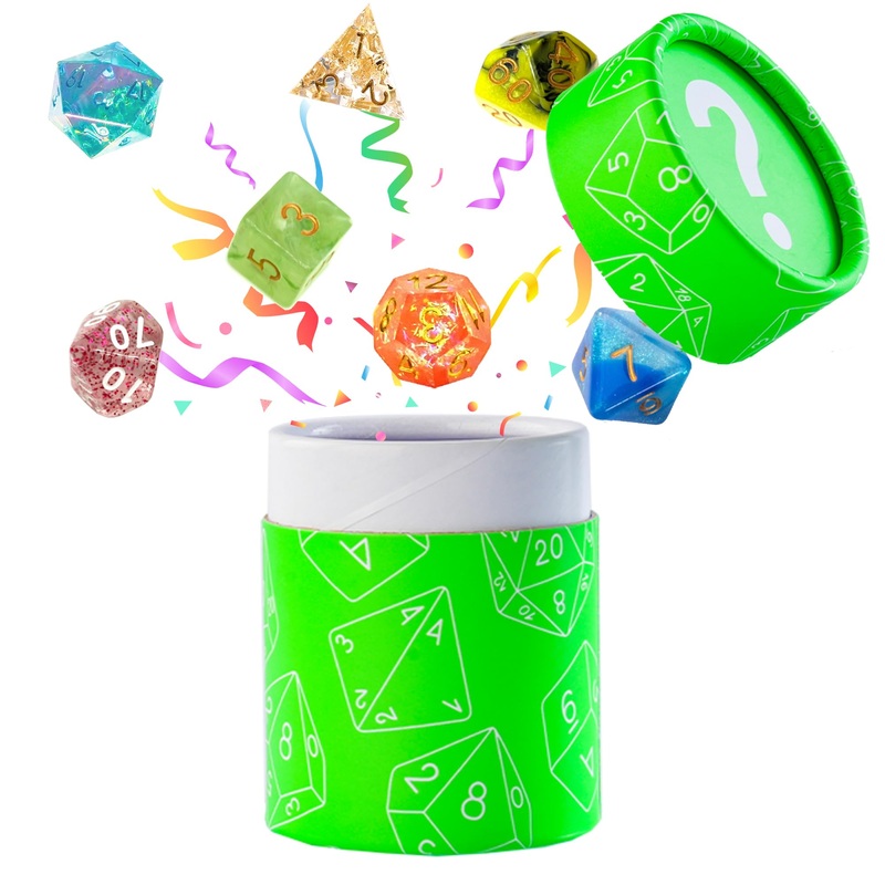 Ausiibto Mystery Dice, Dnd Dice Set Of 7 Random Polyhedral, Suitable For D&D Role Playing Table Games – Green