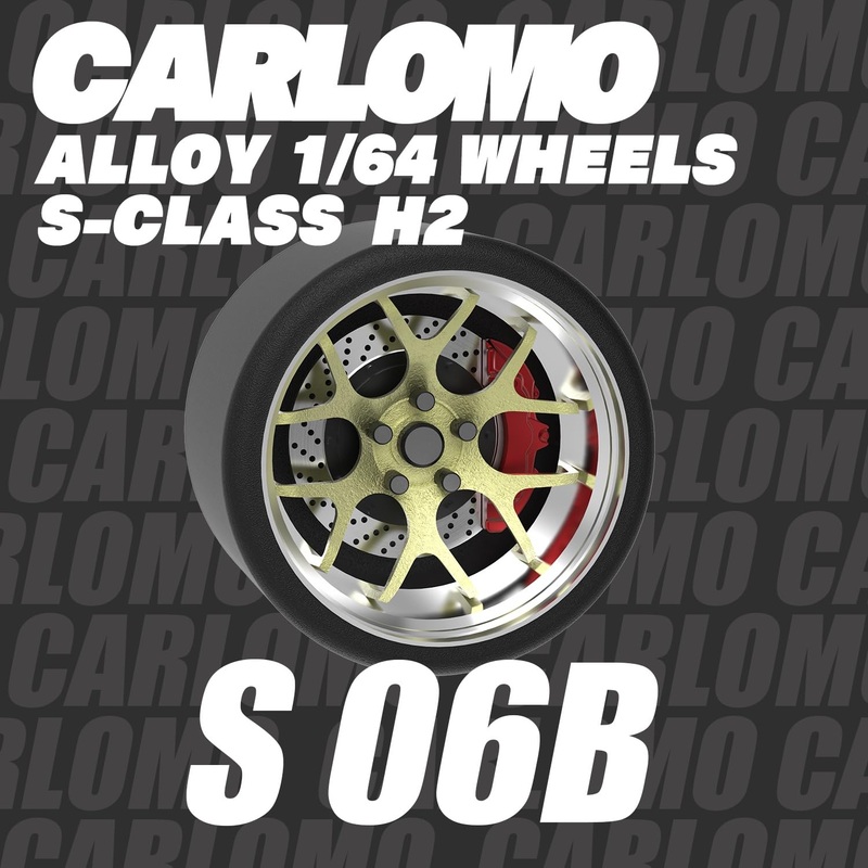 Carlomo 1/64 Scale S-Class Alloy Wheels Rubber Tires With Axles Detail Up Kits (4Pcs/1 Kit) Modified Parts For 1:64 Diecast Mode