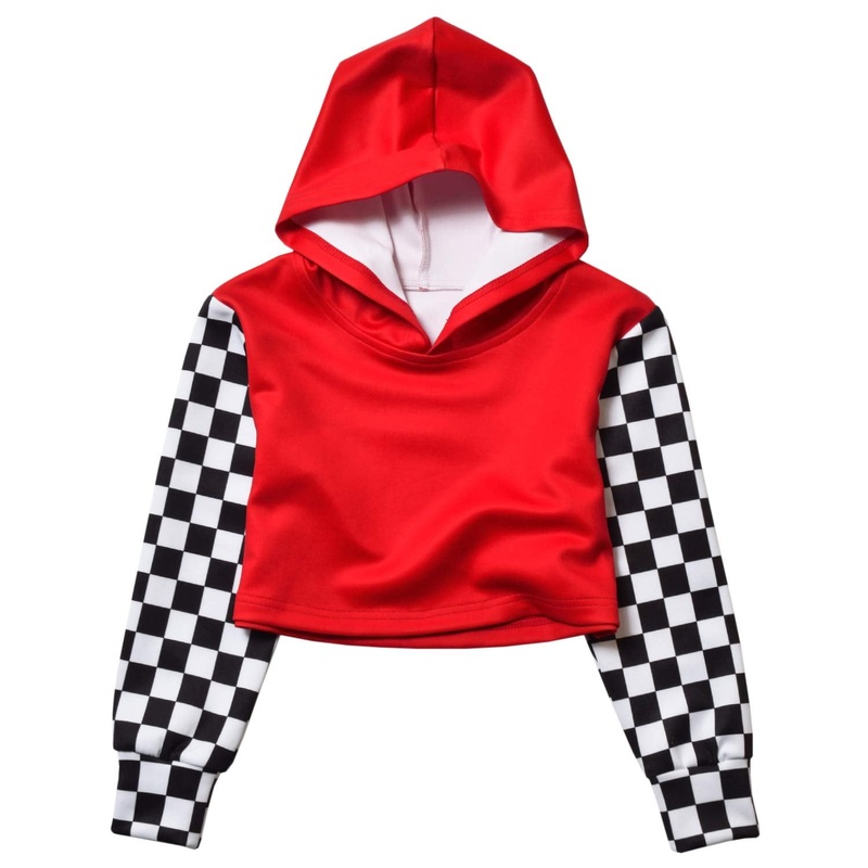 Checkered Cropped Hoodie For Kids 10-12 Girls Crop Fall Hoodies Plaid Long Sleeve Sweatshirts
