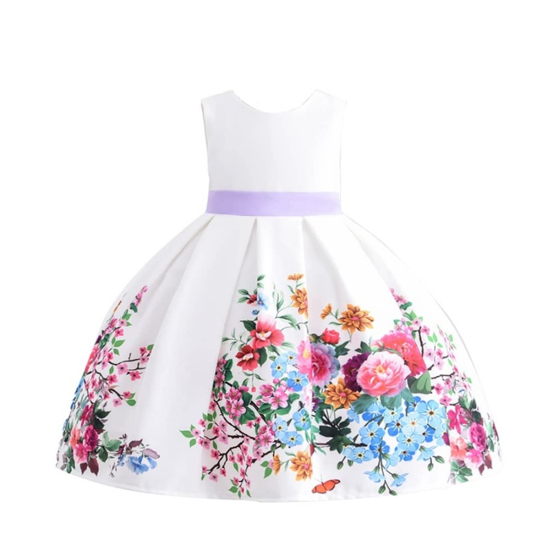 Cosplay Life Floral Dress For Girls And Young Adults Fashion Flower Waistline Kids Party Festival Dress Ages 5-9 Years Old (Purp