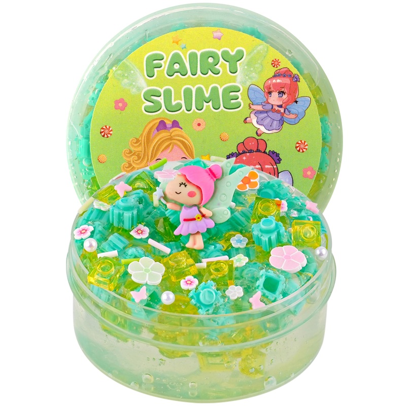 Crystal Slime With Green & Yellow Bead, Stretchy & Non-Sticky Crunchy Sensory Toy, Party Favors For Kids, Girls & Boys Gifts For