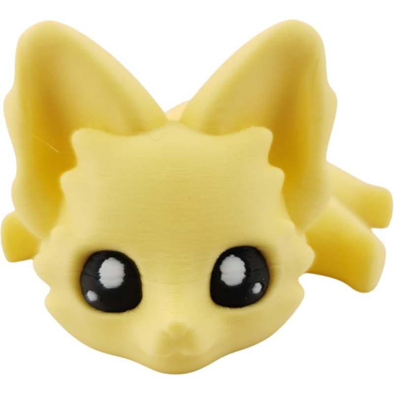 Cute Fox Desk Buddy, Articulated 3D Printed Fidget, 7.5 Inches, Authorized Seller (Pastel Yellow)