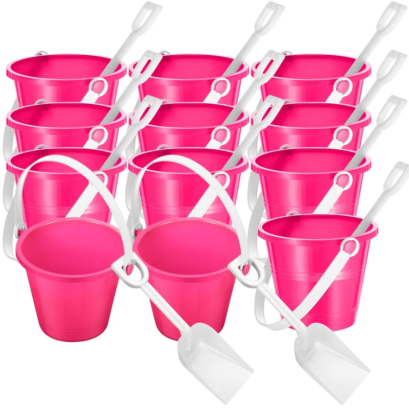 Didaey 12 Pack 4 Inch Beach Buckets And Shovels For Kids Sand Pails Plastic Sand Buckets Bulk Small Toy Pails At The Beach, Use