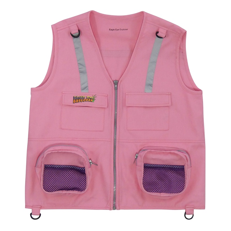 Eagle Eye Explorer Kids Cargo Vest For Boys And Girls With Reflective Safety Straps. 100% Cotton. Size: X-Small Color: Pink