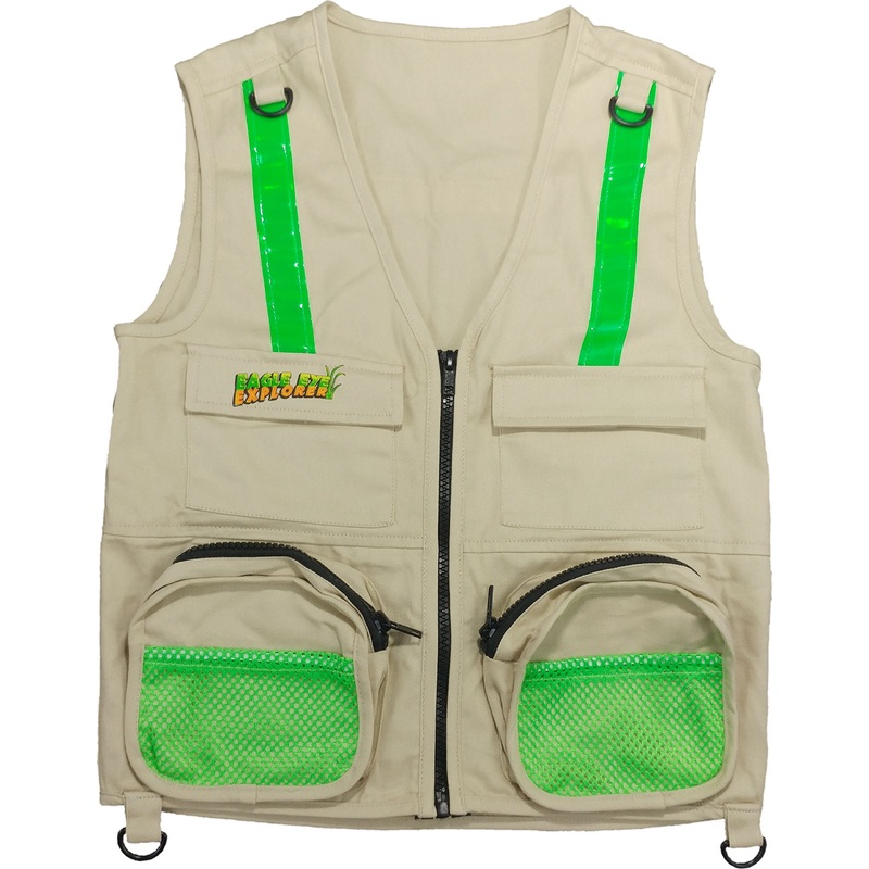 Eagle Eye Explorer Kids Cargo Vest For Boys And Girls With Reflective Safety Straps. 100% Cotton. Size: X-Small Color: Tan