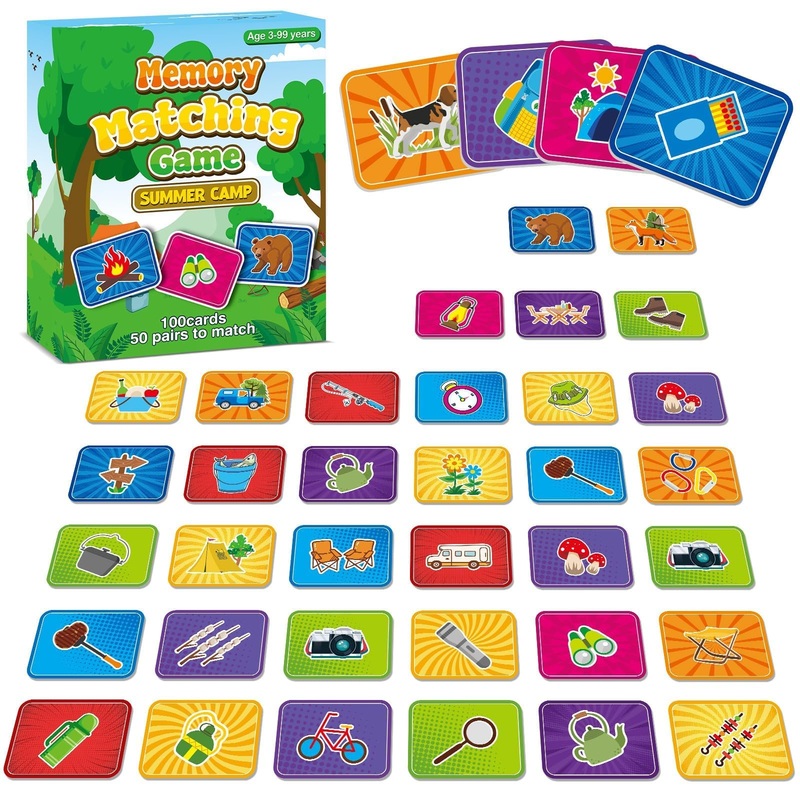 Gisgfim 50 Pairs Memory Matching Game For Kids Summer Camp Concentration Memory Card For Preschool Educational Ages 3-8 A Fun &