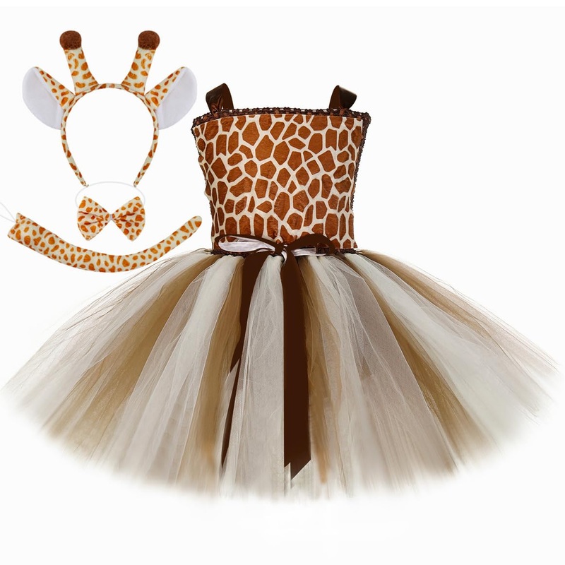 Hjtt Giraffe Costume Kids Halloween Jungle Party Animal Costumes Toddler Girls Fancy Tutu Dress Up Clothes (Giraffe, 2-3 Years)