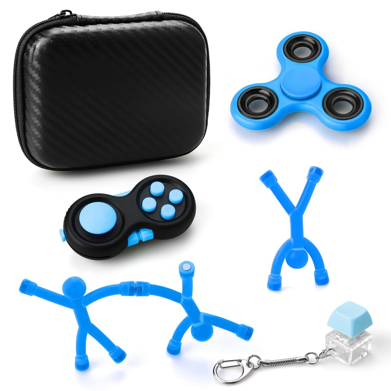 Kryfa Fidget Toys For Teens, Desk Toys For Office For Adults, Fidget For Kids 8-12, Anxiety Relief Items Fidget (Blue)