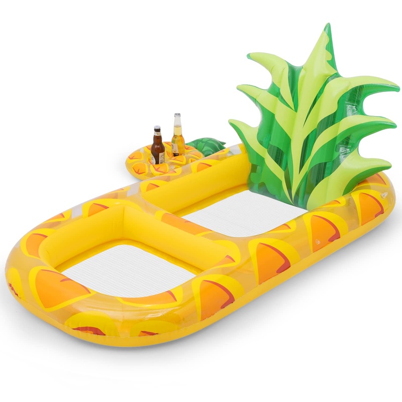 Magshion 66 Inch Large Inflatable Pineapple Pool Float For Adults, Blow Up Swimming Floating Raft With Cup Holders And Backrest,
