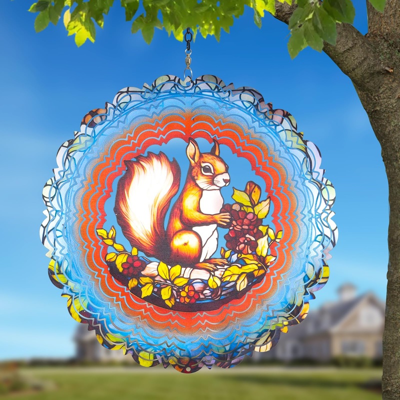 Metal Wind Spinners,3D Squirrel Gifts For Women Mom Grandma Wife, Hanging Wind Spinner For Outdoor & Indoor Decorations Stainles