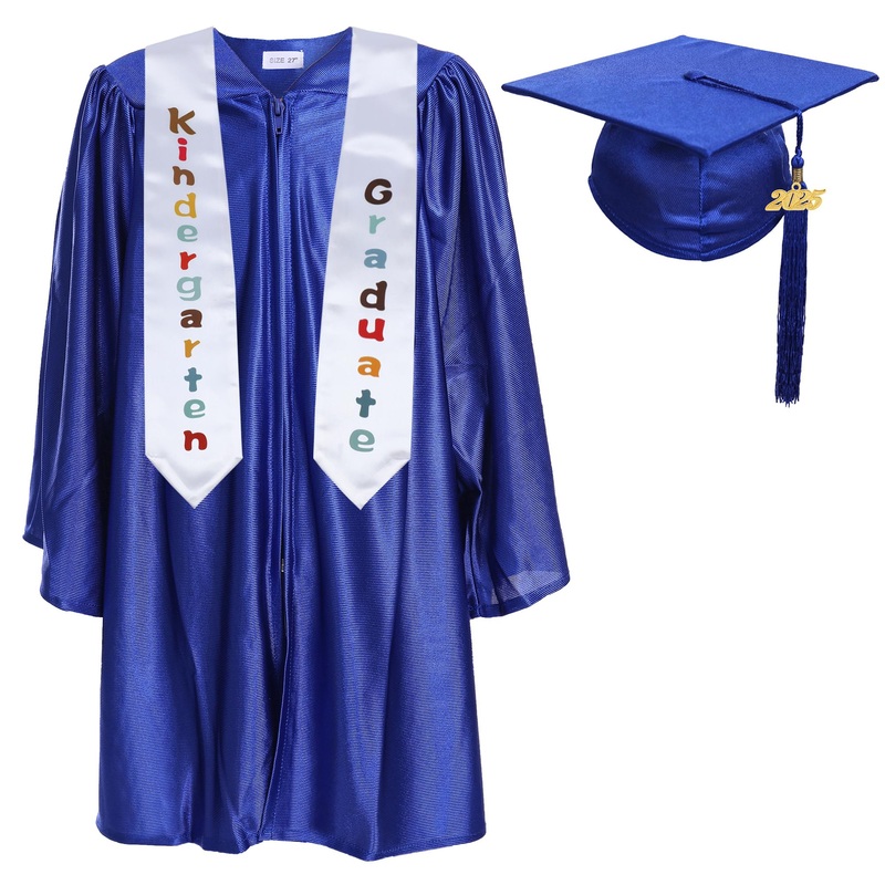 Newrara Kindergarten Graduation Cap And Gown Stole Package For Kids (Royal Blue, 24)