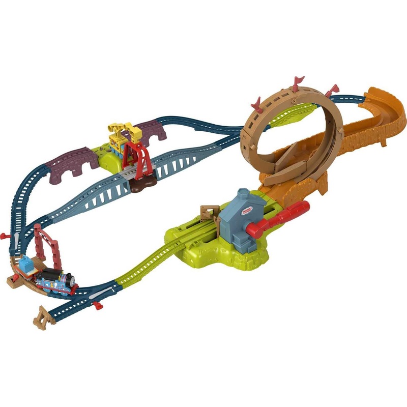 Thomas & Friends Motorized Toy Train Set with Carly the Crane – Loop & Launch Maintenance Yard for Kids Ages 3+ – Multicolor