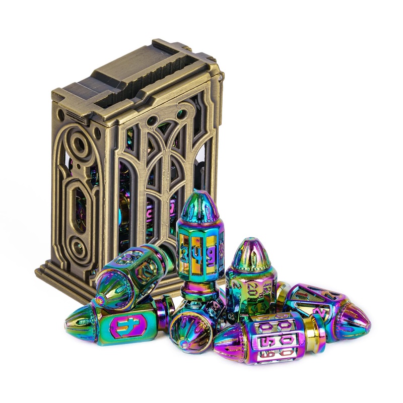 Udixi Metal Dnd Bullet Dice Set With Magazine Container, 7-Die Polyhedral Dice Set Cool Style For D&D, Role Playing Game Or Othe