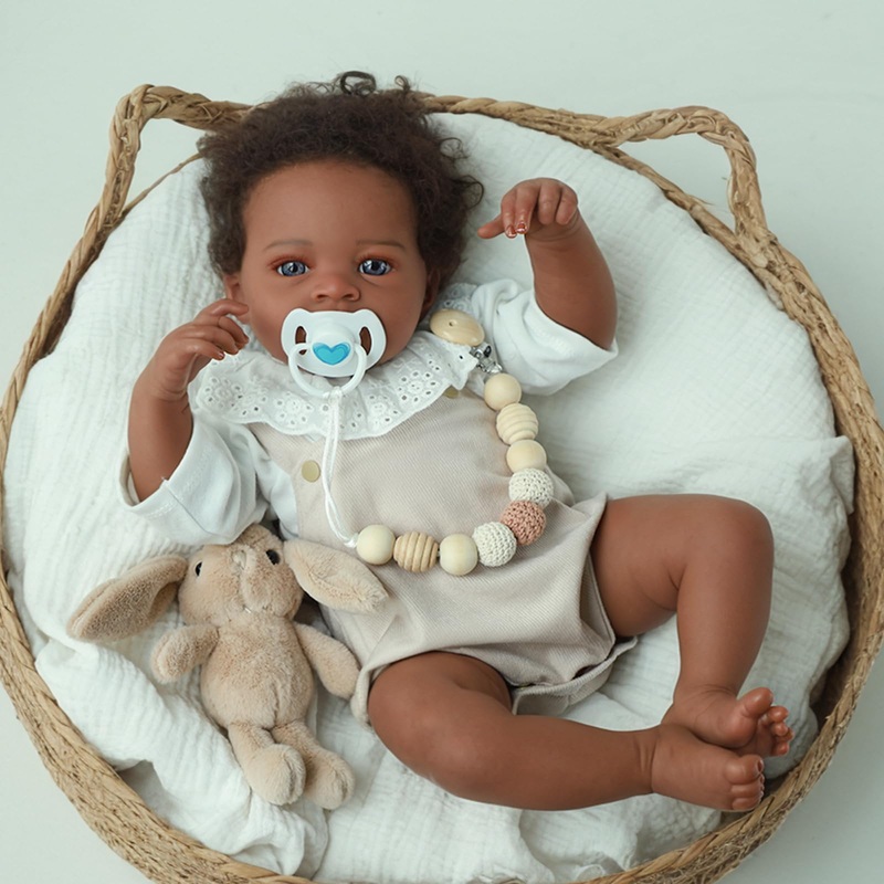 Wooroy Lifelike Reborn Baby Dolls Black – 20-Inch Realistic African American Newborn Baby Doll, Real Life Baby Dolls,Silicone Ba