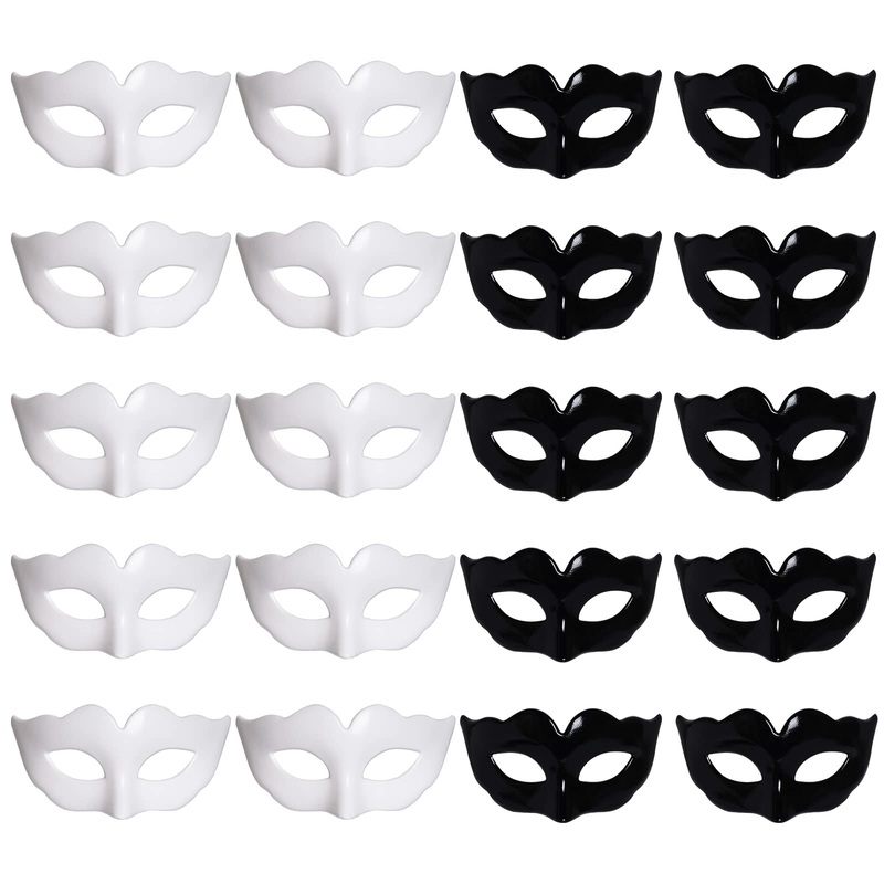 Yookat 20 Pieces Mini Masquerade Masks – Small Mardi Gras And Venetian Vintage Antique Masks (Black And White, Small)