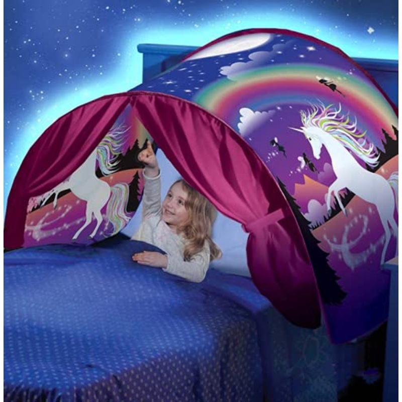 Yovecathou Bed Tents Fantasy Fun Foldable Play Pop Up Outdoor Indoor Twin Size,Magic Playhouse Princess Secret Castle,Birthday F