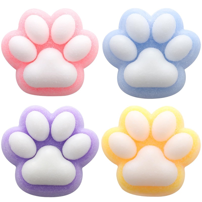 4 Pcs Cat Paw Taba Squeeze Toys Kawaii Squi Shies Sensory Toys Pinch Toys Cute Cat Paws Mochi Toys For Party Favors, Gifts For A
