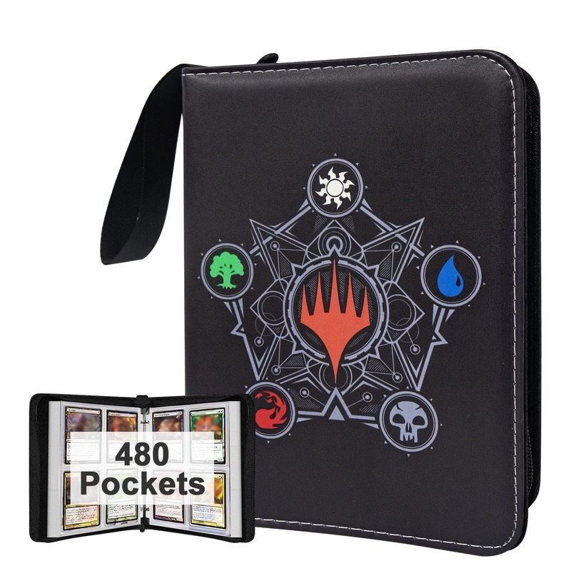 480 Pockets Mtg Card Binder For Magic Cards,Portable Waterproof Storage Bag With Removable Sleeves For Mtg Cards Collectors