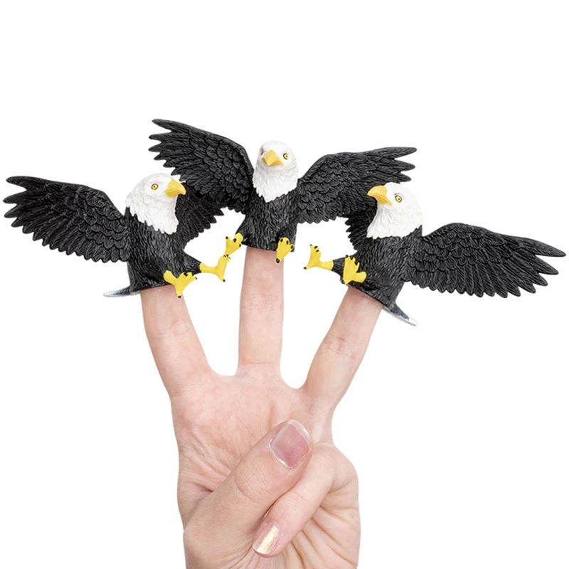 Archie Mcphee Finger Bald Eagles – Set Of 3 Majestic Bald Eagle Finger Puppets: Perfect For Usa’S Patriotic Puppetry