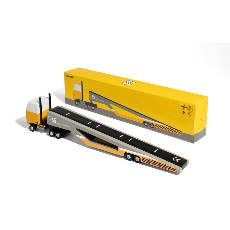 Candycar Wooden Diecast Collection – Magnetic Car Transporter, Premium Handcrafted Beech Wood Toy Car