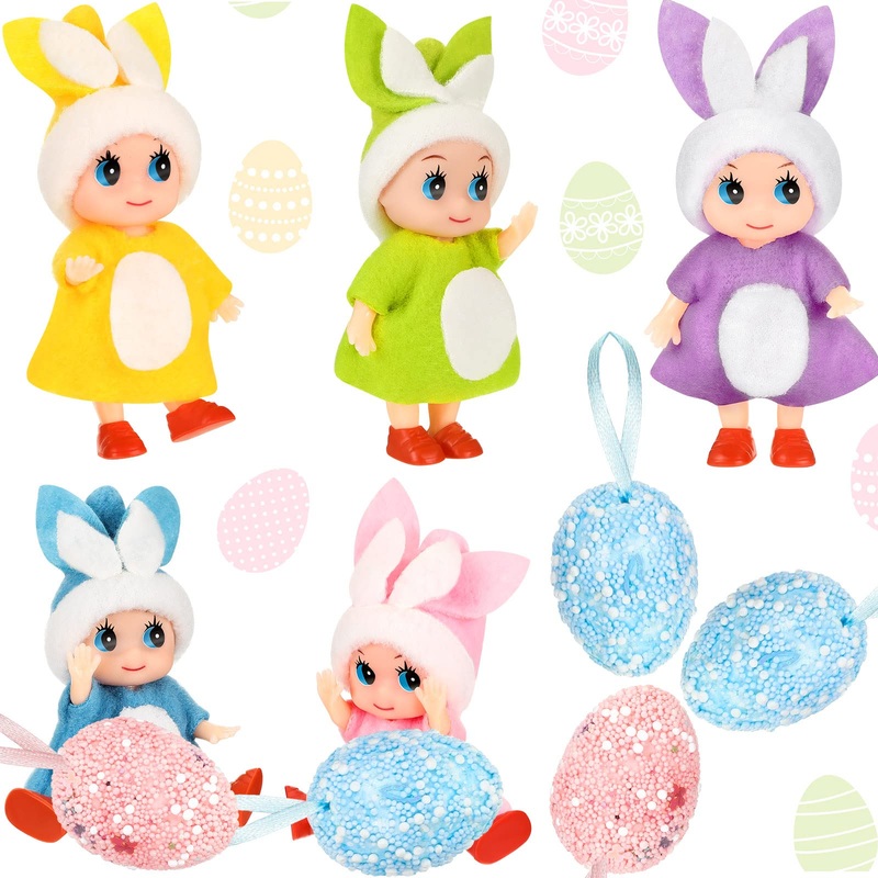 Civaner Easter Eggs Easter Basket Stuffers 10 Pcs Easter Toys Easter Bunny Doll Easter Egg Fillers Easter Bunny Doll Filled East