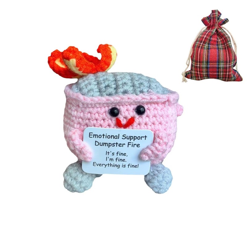 Crochet Dumpster Fire Toy, Emotional Support Dumpster Fire Crochet, Dumspter Plush Doll, Funny Emotional Support Gifts For Kids,