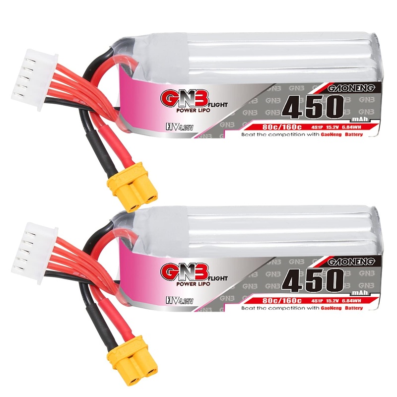 Gaoneng Gnb 4S 15.2V Hv 450Mah 80C Xt30 Long Type Lipo Battery For Cinewhoop Fpv Racing Drone Mini Micro Fpv1.6 To 2.5 Inches Pr
