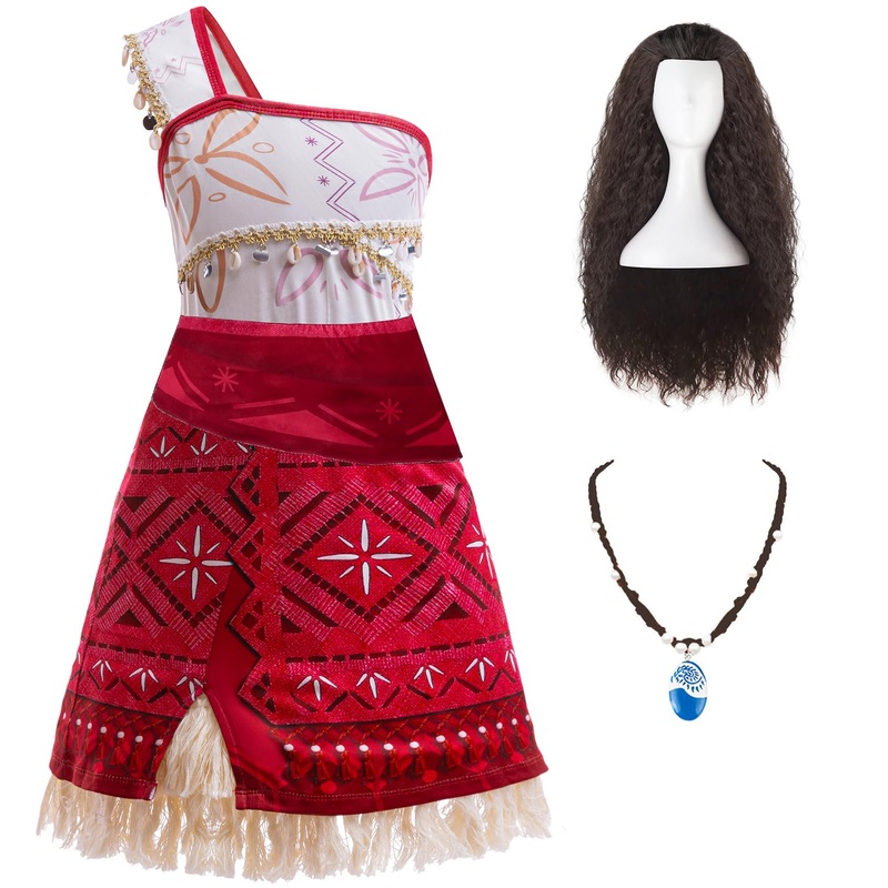 Jourpeo Girls Princess Dress Up Costume Sleeveless Halloween Christmas Party Outfits Cosplay With Accessories (Red, 8-9 Years)