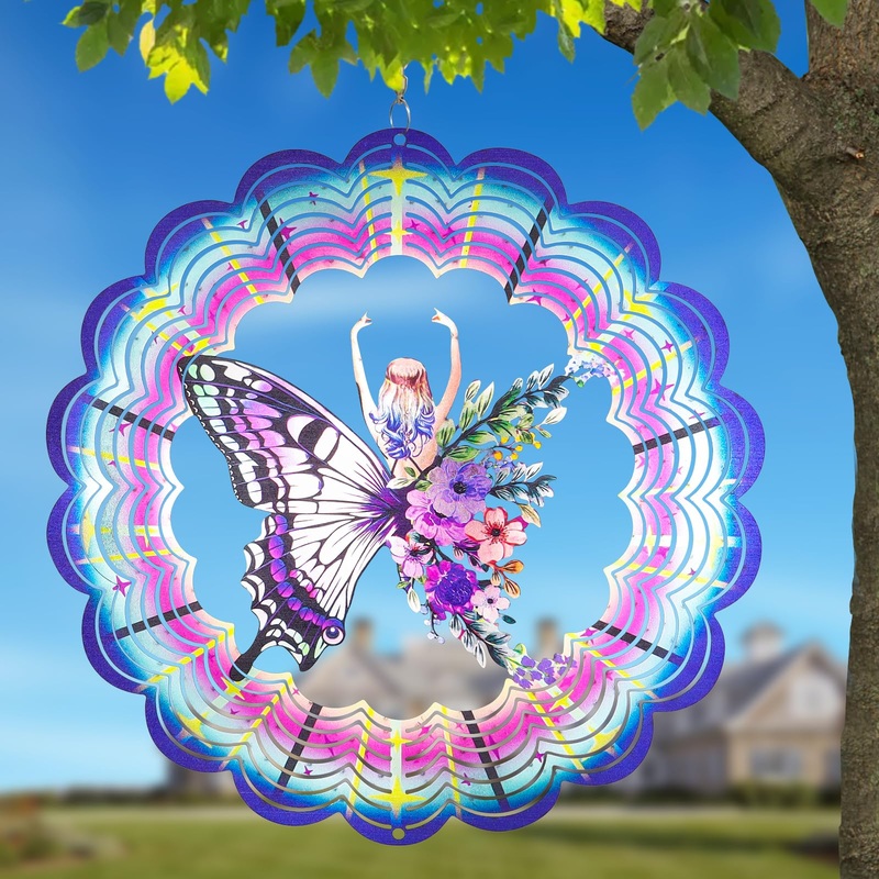 Metal Wind Spinners – Butterfly Gifts For Women Mom Grandma Wife, Hanging Wind Spinner For Outdoor & Indoor Decorations, 12 Inch