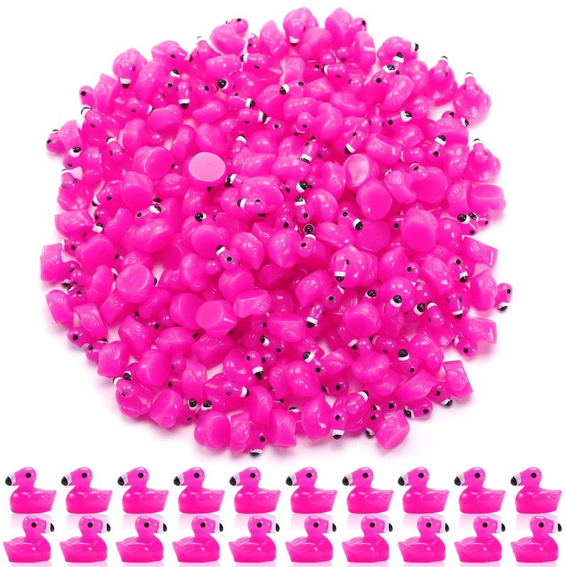 Mini Resin Flamingo Ducks,200 Pcs Flamingo Tiny Ducks, Pink Flamingo Figurine Tiny Resin Animals Toy For Cake Topper Garden Doll