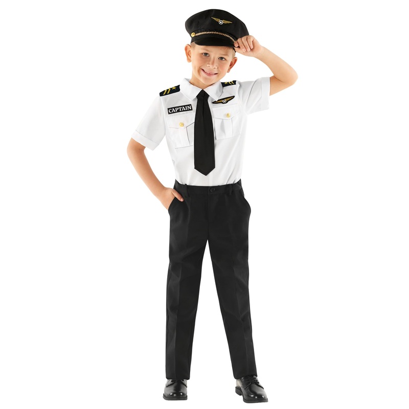 Morph Pilot Kids Airplane Costume – Boys Pilot Uniform Halloween Costume 3-4