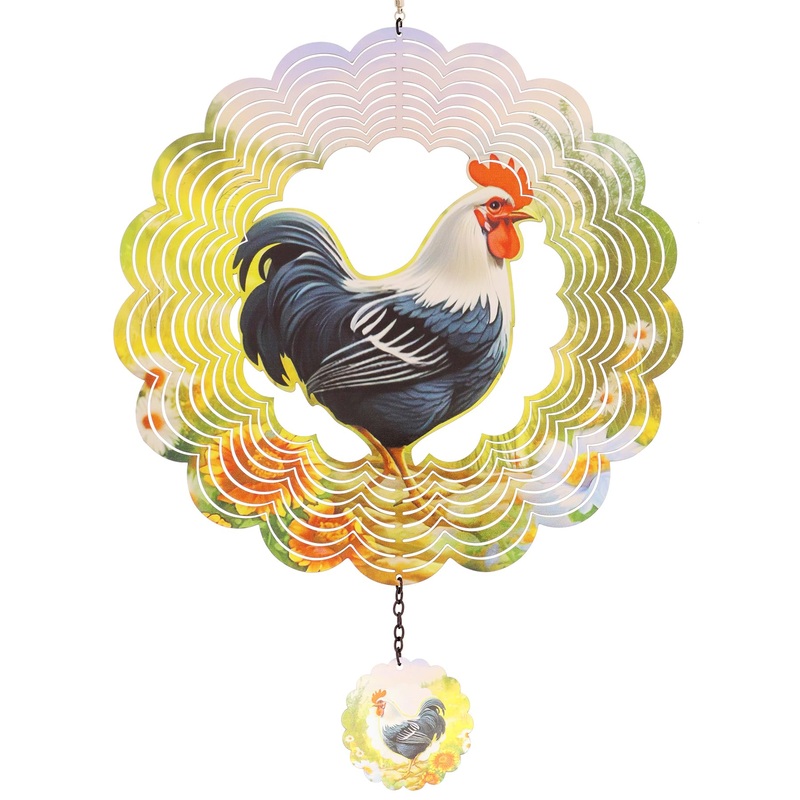 Newvees Rooster Metal Wind Spinners – Chicken Gifts For Women Mom Grandma Wife, Hanging Cock Wind Spinner For Outdoor & Indoor D