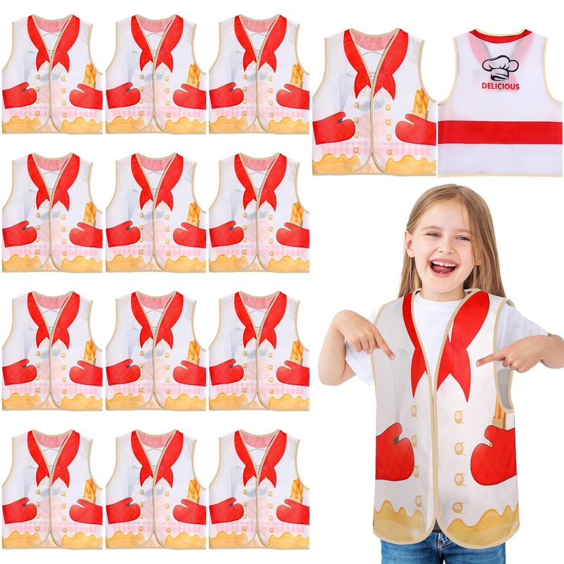Panitay 12 Pcs Kids Community Helper Dress Up Vest, Boy & Girl Career Cosplay Party Costume For Toddlers Occupation Role Play(Ch