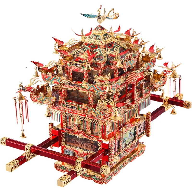 Piececool 3D Puzzles For Adults Metal Model Kits, Bridal Sedan Chair Diy 3D Metal Puzzle, Chinese Traditional Culture 3D Model B