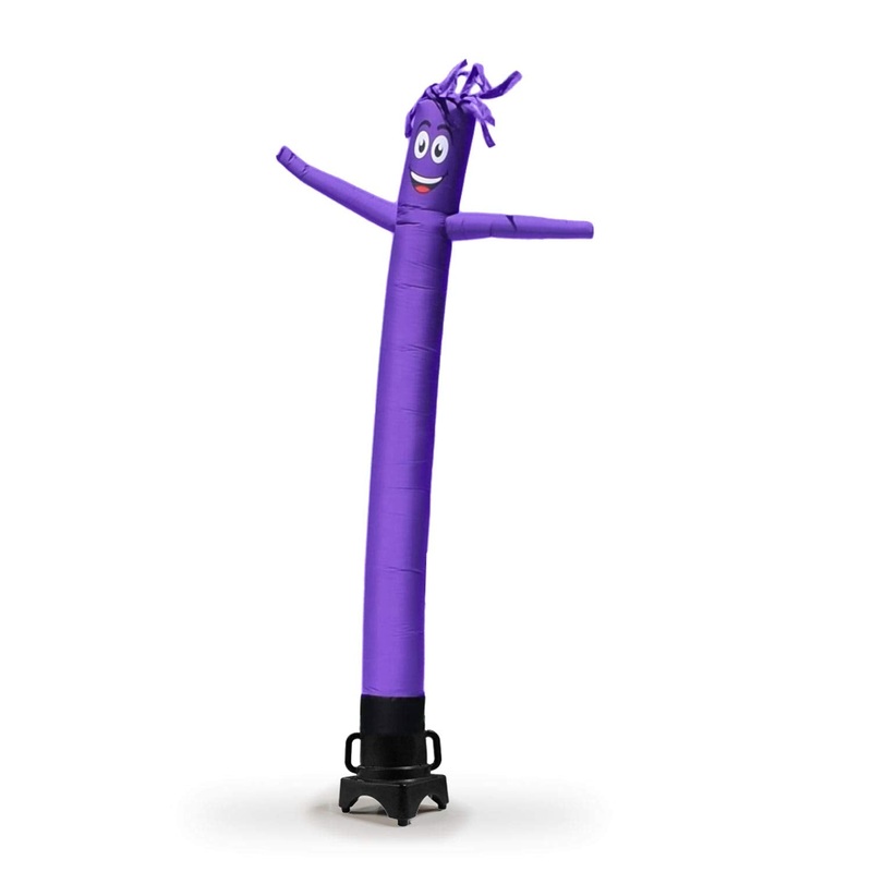Purple 8 Foot Tall Inflatable Tube Man Air Powered Waving Puppet, Air Blower Motor Included With 6Ft Solid Colored Dancer By Fea