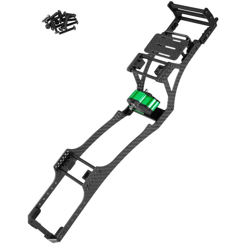 Rcmyou Rc Carbon Fiber Frame Chassis W/Gearboxes Upgrades Part For 1/10 Axial Scx10 Scx10 Ii 90046 90047 Rc Crawler Car,Green
