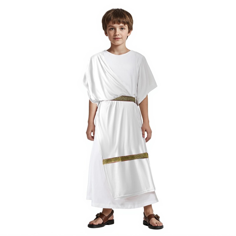 Vzqi Greek Toga Costume For Kids Roman Halloween Nobility Boy Cosplay L