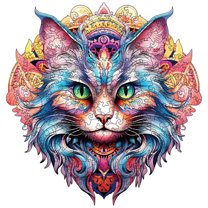 Wooden Puzzles For Adults – 200 Pieces Cat Unique Shaped Wooden Jigsaw Puzzles For Adults, Medium Size 10” X 11” Adult Wood Pu