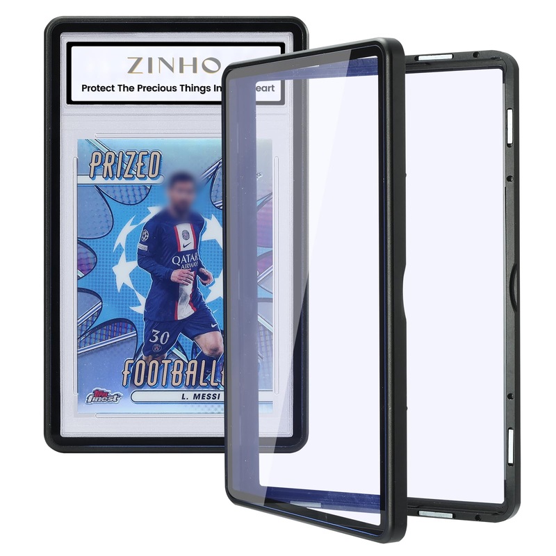 Zinho Graded Card Case Magnetic Aluminum Alloy Slab Protector Display Case Fits 35Pt Psa/Cgc/Csg Cards, Uv Protection (Black)