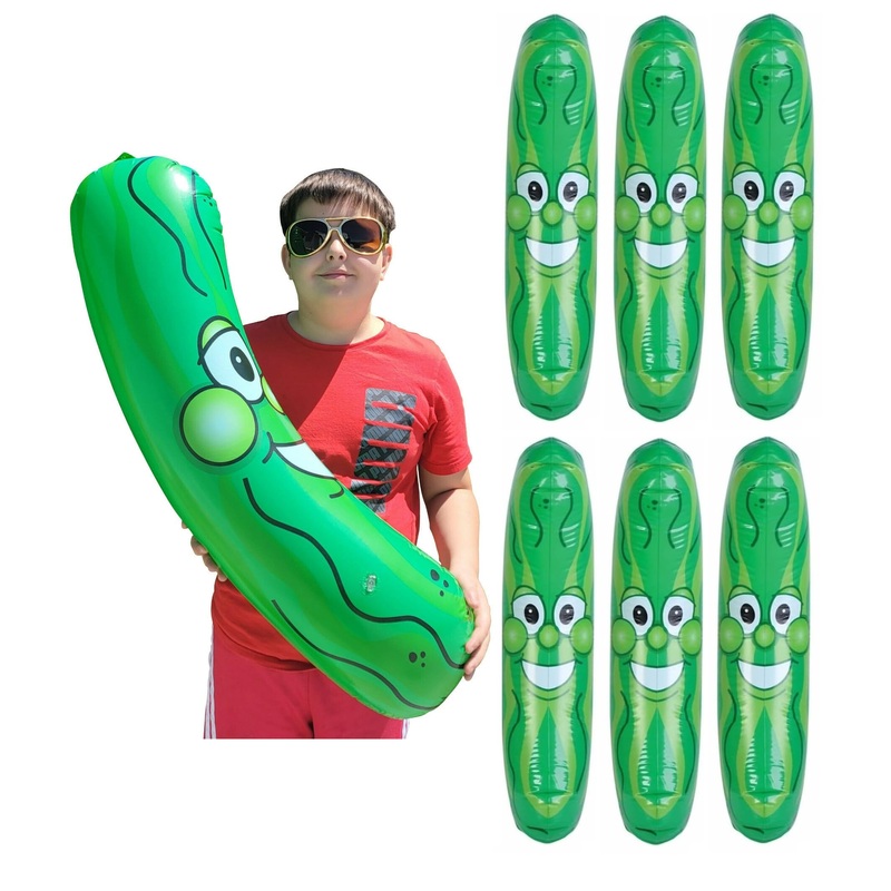 Zuga Land Giant Jumbo 36” Green Inflatable Smiling Pickle Head (3 Feet) Vinyl. Blow Up Face Beach Pool Float Noodle Gag Prank J