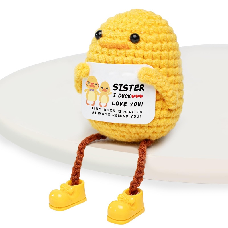 Artlunar Gifts For Sister Funny Long Legged Positive Duck Emotional Support Crochet Gifts With Sister I Love You Inspirational C