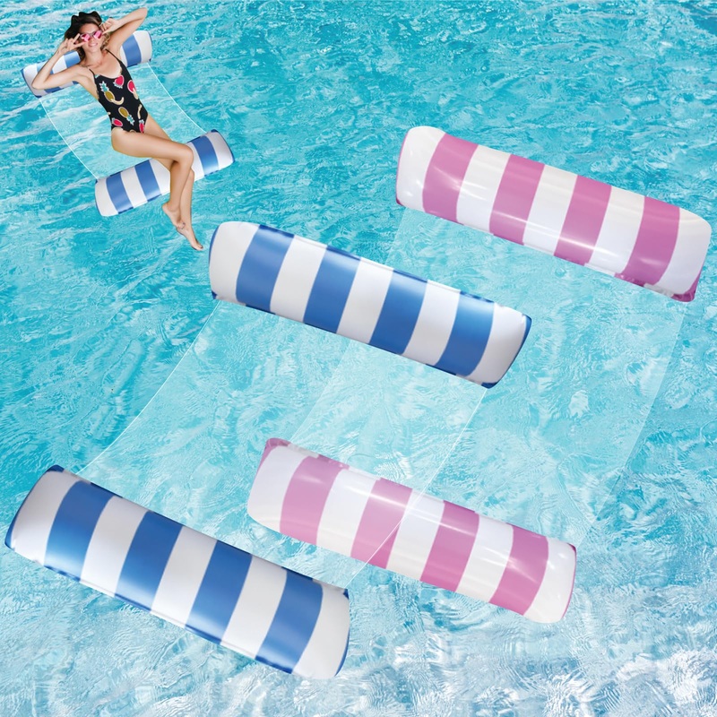 Bcwaterfunpd Upgraded Pool Floats Adult – 2 Pack, Inflatable Mesh Floating Rafts, 4-In-1 Multi-Purpose Pool Float, Water Hammock