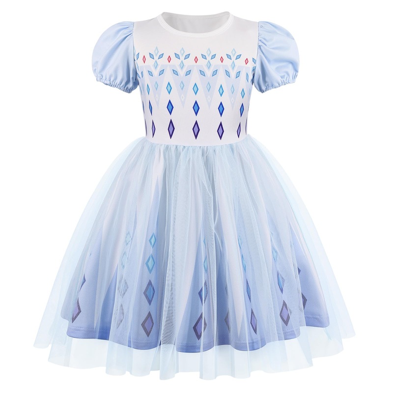 Benylion Princess Dress For Girls Princess Dresses Party Wear Puff Sleeve Tulle Dress For 7-8 Years,White